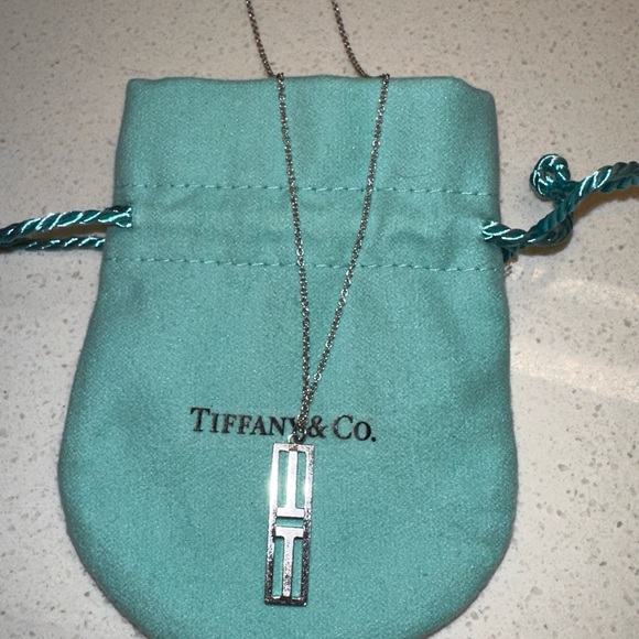 Tiffany & Co Open Vertical Diamond Bar Pendant - Picture 3 of 6